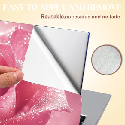 SUPERDANT Pink Rose Laptop Skin Decal Shining Rose Universal Laptops Skin Sticker Notebook Protector 12 13 13.3 14 15 15.4 15.6 Inches Vinyl Cover Removable Waterproof Personalized Art Decal Pink - color: Pink
