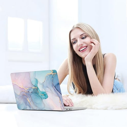 BELKA Compatible with MacBook Pro 13 inch Case M2 M1 2022-2016 | Model A2338 A2251 A2289 A2159 A1989 A1706 A1708, Plastic Hard Shell Case & Keyboard Cover &Screen Protector, Blue Pink Marble - color: Blue Pink Marble