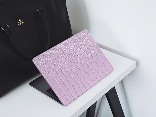 Crocodile Case for MacBook Air 13 inch M1 2022 2021 2020 2019 2018 A2337 A2179 A1932, Crocodile MacBook Air M1 Case, Aligator Skin Snakeskin PU Leather Hardshell & Keyboard Cover, Lilac - color: # Shiny Lilac Crocodile