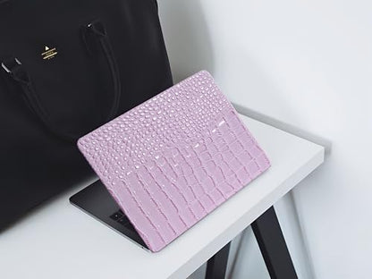 Crocodile Case for MacBook Air 13 inch M1 2022 2021 2020 2019 2018 A2337 A2179 A1932, Crocodile MacBook Air M1 Case, Aligator Skin Snakeskin PU Leather Hardshell & Keyboard Cover, Lilac - color: # Shiny Lilac Crocodile