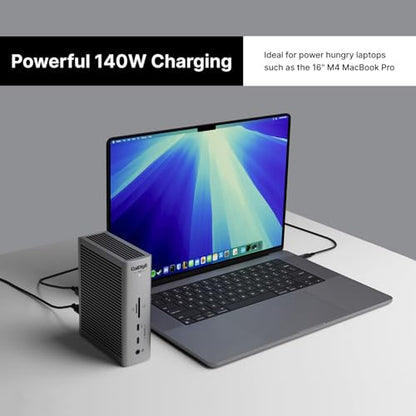 CalDigit TS5 Thunderbolt 5 Dock - 15 Port, 140W Charging, 80Gb/s TBT 5 x 4, USB-C 10Gb x 3, USB-A x2, 2.5Gb Ethernet, Dual 8K@60Hz Displays, SD & microSD UHS-II, 1m Braided Cable, Space Gray 240W PSU | Includes Thunderbolt 5 cable, rubber feet and 240W po