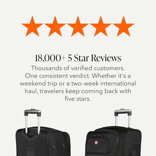 SWISSGEAR Sion Carry-On Spinner Luggage, Softside Expandable, Lightweight Suitcase, Black, 22.75-Inch - color: Black, size: Carry-On