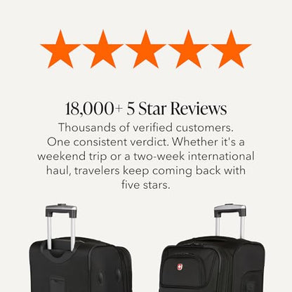 SWISSGEAR Sion Carry-On Spinner Luggage, Softside Expandable, Lightweight Suitcase, Black, 22.75-Inch - color: Black, size: Carry-On