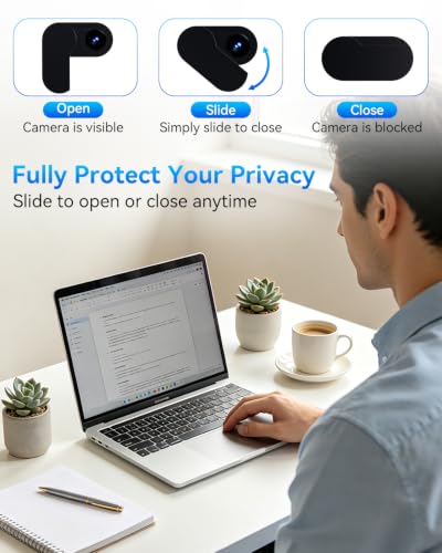 imluckies Rotating Webcam Cover [2-Pack], 0.02 Inch Ultra-Thin Metal Privacy Cover for Laptop, MacBook, iMac, PC, iPad & iPhone, Black - color: Black