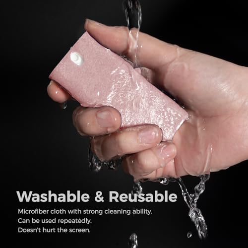 CLICK CLEAN Screen Cleaner with Pull-Out Stand & Microfiber, Pink | Fine Mist Spray, Streak-Free, Anti-Static, Removes Fingerprints & Smudges, Gentle Formula, For Phones, Laptop and Tablet - color: Pink