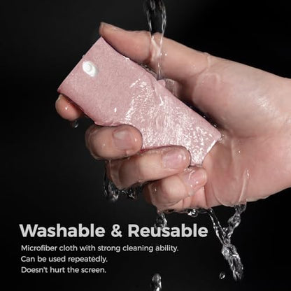 CLICK CLEAN Screen Cleaner with Pull-Out Stand & Microfiber, Pink | Fine Mist Spray, Streak-Free, Anti-Static, Removes Fingerprints & Smudges, Gentle Formula, For Phones, Laptop and Tablet - color: Pink