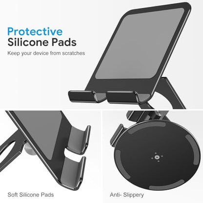 OMOTON Swivel Tablet Stand for iPad with 360 Rotating Base, Foldable Adjustable Holder for Drawing, Compatible with iPad Pro/Air/Mini and More, Black Gray | Aluminum Foldable Mount with Rotating Base, Desk Kitchen Drawing Travel, Fits iPad Pro/Air Samsung