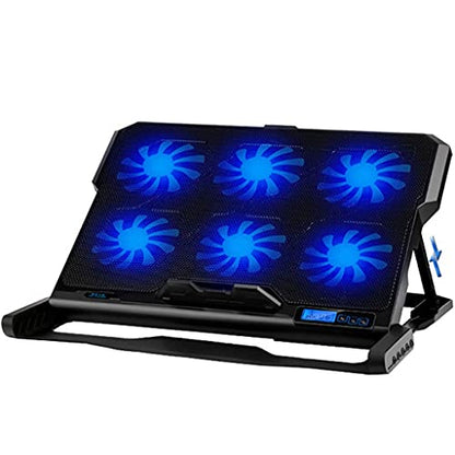 Laptop Cooling Pad 6 Fans and Cooler with Light LCD Display Notebook Stand for 12-16 Inch