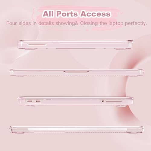 Compatible with MacBook Neo 13 inch Case 2026, Ultra-Thin Hard Shell Case & Keyboard Cover & Screen Protector & USB 3.0 Adapter, Crystal Blush - color: Crystal Blush
