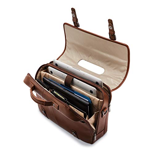 Samsonite Classic Leather Flapover - color: Cognac