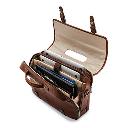 Samsonite Classic Leather Flapover - color: Cognac
