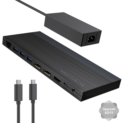 WAVLINK Laptop Docking Station, Dual DisplayPort,HDMI, Single 4K@144Hz | 130W PD Charger, 4×USB-A 5Gb, Gigabit Ethernet, SD/TF and Mic/Audio, Compatible with Windows Only