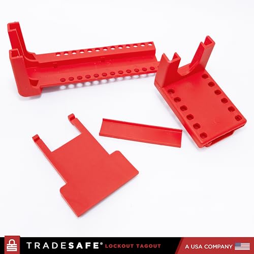 TRADESAFE Adjustable Ball Valve Lockout, 1/2 to 4-1/4 inch Pipe Dia, 2 Pack | Locks Valves In On Or Off Position, Includes Auxiliary Fitting For Larger Valves, Supports Up To 6 Loto Locks
