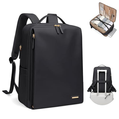 GOLF SUPAGS Stylish Laptop Backpack for Women Airline Approved Perfect for Work College and Travel Multi-Functional Casual Daypack Fits 17.3 Inch Notebook (Black) - color: Black