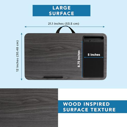 LAPGEAR Home Office Lap Desk – Gray Woodgrain, Fits 15.6” Laptops - color: Gray Woodgrain, size: Home Office W/Device Ledge
