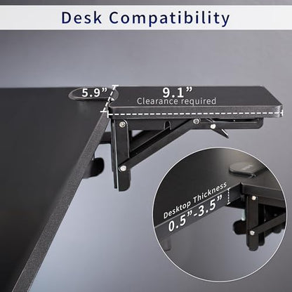 VIVO Clamp-on 6 x 9 inch (11 Including Clamps) Desk Extender, Wrist Support, Armrest Tray, Table Mount for Sit Stand Desks, Black, DESK-EXT09 | Wrist Support, Armrest Tray, Table Mount for Sit Stand Desks - size: 6 x 9 inch, style: Extender
