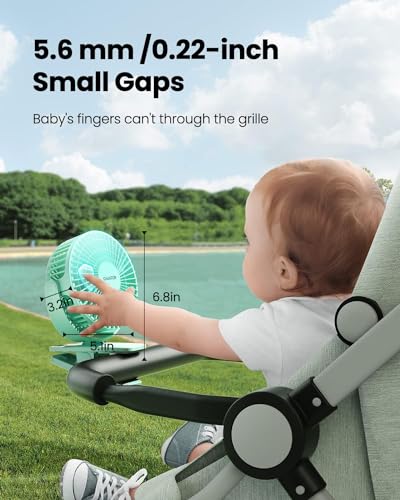 Gaiatop Portable Clip on Fan Battery Operated, Small Powerful 3 Speed Quiet 360° Rotate, USB Rechargeable Mini Personal Cooling Fan for Desk Table Home Office Stroller Camping Women Gifts Green | Battery Operated, Small 3 Speed Quiet 360° Rotate, Cooling