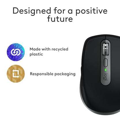 Logitech MX Anywhere 3S Mac Compact Wireless Mouse 8K DPI - Space Grey | Compact, Bluetooth, Any-surface tracking, Quiet clicks, USB C, iPad compatible - color: Space Grey