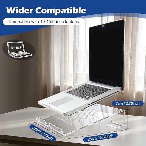 Slim Acrylic Laptop Stand, Portable Ventilated Desktop Riser for Desk, 11-17 Inch - color: Transparent