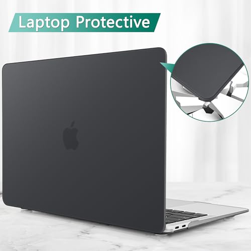 May Chen Compatible with New MacBook Air 13 inch Case 2021 2020 2019 2018 Release, Plastic Hard Shell with Keyboard Case for MacBook Air 13 inch with Retina Dispaly Fits Touch ID, Bllack - color: Black