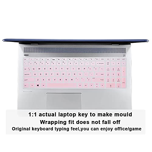 English Silicone Keyboard Cover for HP Envy x360 15.6''Series /2020 2019 Pavilion 15/Pavilion x360 15.6" Series/Envy 17 17.3" Series/Laptop 15t 17t 17-ca0011nr 17-by0040nr,Light Pink - color: Light Pink