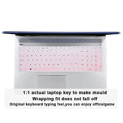 English Silicone Keyboard Cover for HP Envy x360 15.6''Series /2020 2019 Pavilion 15/Pavilion x360 15.6" Series/Envy 17 17.3" Series/Laptop 15t 17t 17-ca0011nr 17-by0040nr,Light Pink - color: Light Pink