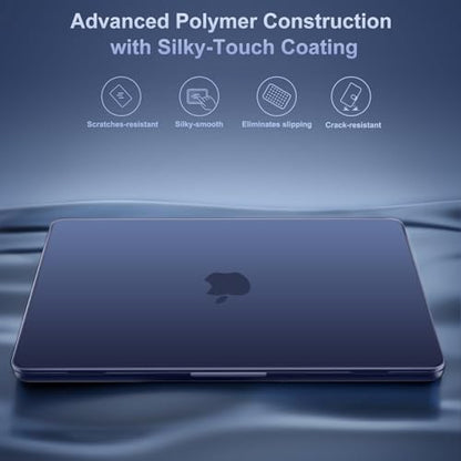 MOSISO Compatible with MacBook Air 15 inch Case M5 2026 M4 M3 M2 2025-2023 | A3448 A3241 A3114 A2941, Scratch-Resistant Protective Hard Shell Case&Keyboard Cover&ScreenFilm&Pouch, Midnight - color: Midnight
