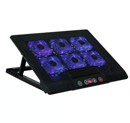 Laptop Cooling Pad Notebook Stand 6 Fans Cooler Fits 17 Inches for Laptop PC Computer USB Fan Cooling Pad (Color : Blue) (Black) - color: Black,Blue