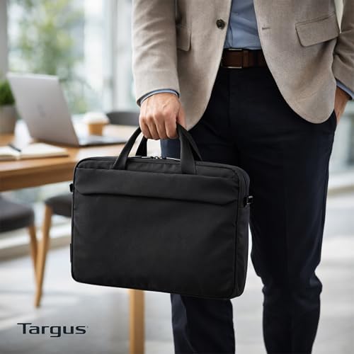 Targus 13–14 Inch Work+ 3-in-1 Tech Brief, Modular Laptop Briefcase with Detachable Tech Pouch Sling, 360 Laptop Protection, Anti-Theft Zippers, Trolley Strap, Black TBS969GL