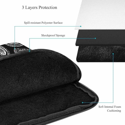 Laptop Sleeve Bag 15.4 15.6 Inch,Paisley Pattern Black White Floral Ethnic Asian Art Protective Polyester Computer Cases Laptop Cover Briefcase Bag Tablet Travel Cover - color: LPS-027