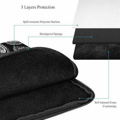 Laptop Sleeve Bag 15.4 15.6 Inch,Paisley Pattern Black White Floral Ethnic Asian Art Protective Polyester Computer Cases Laptop Cover Briefcase Bag Tablet Travel Cover - color: LPS-027