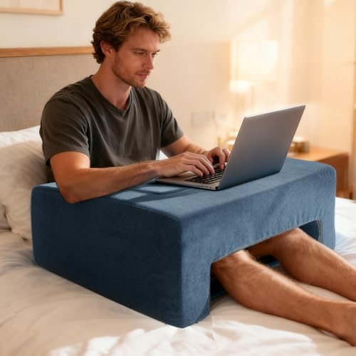 Reading Pillow for Gaming Lap Desk Pillow for Laptop with Pocket Foldable Memory Foam Bed Desk for Reading Working Crocheting Gaming Arm Rest on Bed/Sofa/Floor/Couch/Car (Dark Grey Foldable) - color: Dark Grey, size: Foldable