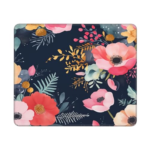 Pink Flower and Succulents Gaming Computer Keyboard Cute Mouse Pad with Anti-fray Stitching, Premium-Textured Alfombrilla para Mouse with Non-Slip Rubber Base, 10 x 12 inch - color: Pink Flower and Succulents