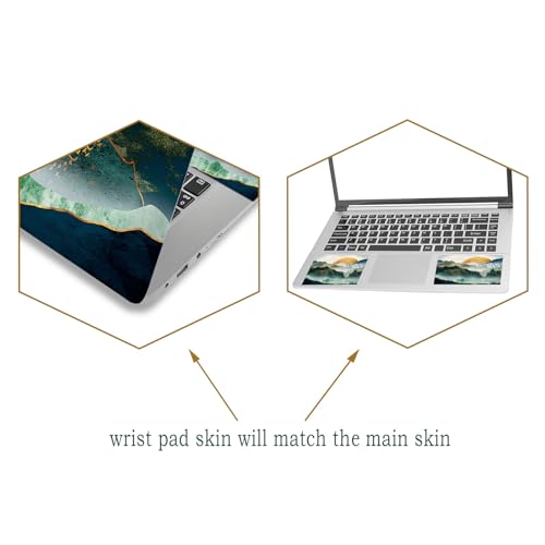 Removable Reusable Laptop Skin Sticker Decal Cover, (2 Wrist Pad Included) | 11.6”12" 13" 13.3" 14" 15" 15.4" 15.6" Laptop Netbook Skin Sticker Cover Art Notebook Protector , Green Mountain & Sun - color: Green Mountain & Sun