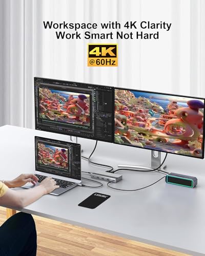 Dual Monitor Docking Station 4K@60Hz, USB C Laptop Docking Station with HDMI 4K, DP(4K@144Hz), 87W PD, Ethernet, 4USB/3.5Audio,usbc hub for HP/Dell/Lenovo Laptops - style: 10 Ports 1 HDMI + 1 DisplayPort