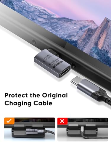 CableCreation Right Angle USB C Adapter, USB C 90Degree Adapter 40Gbps 240W | Male to Female Compatible with Thunderbolt 4, USB 4, Notebook, PC, Tablet, Phone and More, Right Angle - size: 1PCS, style: Right Angle