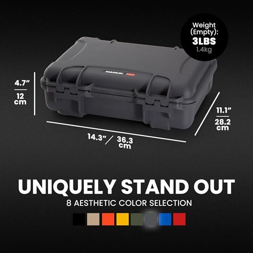 NANUK 910 Empty Waterproof Hard Case – 14.3” x 11.1” x 4.7”, Protective Case for Gear – Impact-Resistant, Dustproof, Airline Carry-On Approved – Made in Canada, Graphite - color: Graphite, style: Empty