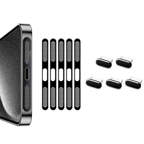 5 Pack Black USB C Type C Charging Port Plug Caps, 5 Pack Speaker Dust Covers for iPhone 17 Pro Max, Black - color: Black (Speaker Covers+USB Plug), size: iPhone 17 Pro Max