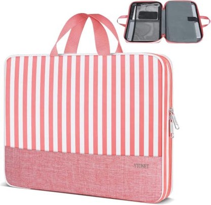 Ytonet Laptop Sleeve Case 16 inch, 15-15.6 Inch Laptop Cover with Handle | Compatible with HP, Dell, Lenovo, Asus Notebook, Protective, TSA, Water Resistant, Gift for Women, Pink Stripes - color: Stripes Pink, size: 16 inch