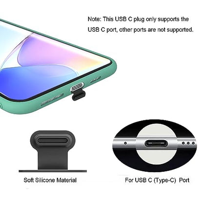 USB-C Plugs (12 PCS), Anti Lost Silicone USB Type C Port Plug Protector, USB C Dust Cover Caps Compatible with iPhone 15/16 / 17 Pro Max Plus, with Speaker Mesh Cover/Clean Tools