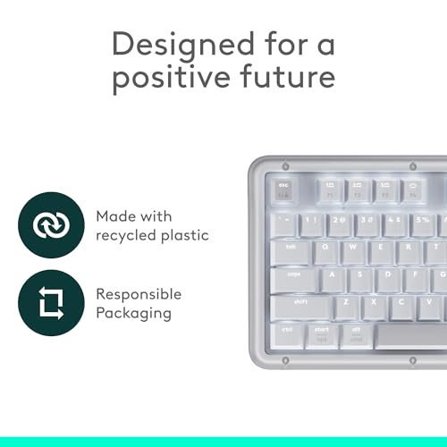 Logitech Alto Keys K98M Wireless Mechanical Gasket Keyboard - Off White | Customizable, clicky, vibration absorbing gasket, white backlit keys, Bluetooth, USB-C charging, for PC, Mac, Laptops - color: Off White