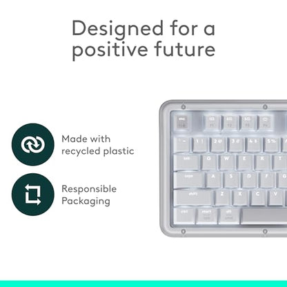 Logitech Alto Keys K98M Wireless Mechanical Gasket Keyboard - Off White | Customizable, clicky, vibration absorbing gasket, white backlit keys, Bluetooth, USB-C charging, for PC, Mac, Laptops - color: Off White