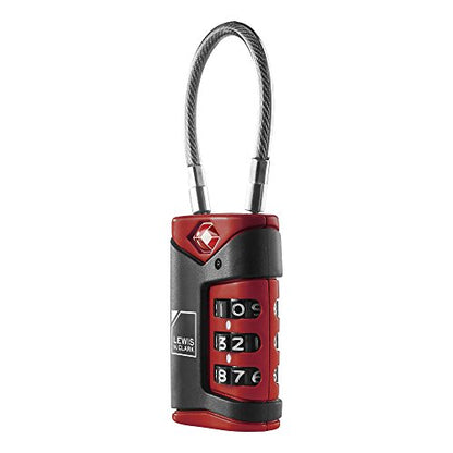 Lewis N. Clark TSA-Approved Combination Luggage Lock with Steel Cable (2-Pack), Red, One Size - color: Red, size: 2 Pack