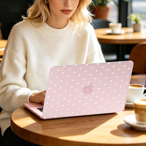 Feams for MacBook Neo 13 Inch Case 2026 A3404, Stylish Protective Clear Case Hard Shell Transparent Cover for MacBook Neo 13 Inch 2026 (A18 Pro Chip) with Keyboard Cover, White Heart Polka Dot - color: White Heart Polka Dot