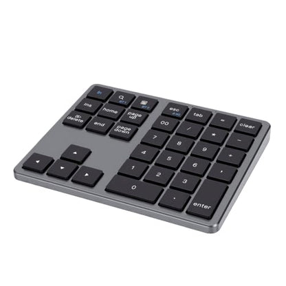 Wireless Number Pad, 35 Key Quiet Scissor Switch, Ultra Light Compact, Bluetooth 2.4G Dual Mode, Rechargeable, for Laptop PC Desktop (Black) - color: Black