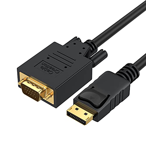 CableCreation Displayport to VGA Cable 6FT, Displayport to VGA Adapter Gold Plated 1080P@60Hz, Standard DP Male to VGA Male Cable, Compatible with Laptop, PC, TV, Projector, Black - size: 6FT-ABS
