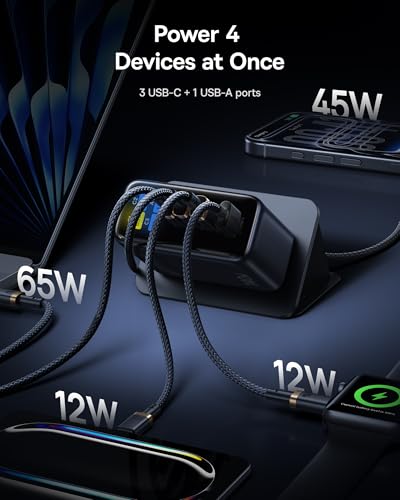 Baseus Picogo 140W USB C Charger, 4-Port Multi-Device Fast Charging Laptop Charger with Smart Display & Touch Control, GaN Power Adapter for MacBook Pro, iPhone 17/16, Pixel, Steam Deck - size: 140W