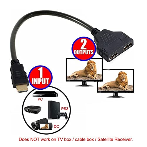 JSER HDMI Male to 2 HDMI Female 1 in 2 Out Splitter Cable Adapter Converter Single Male to Dual Female Y Switch Extension HDTV Cord - style: HDMI to HDMI+HDMI