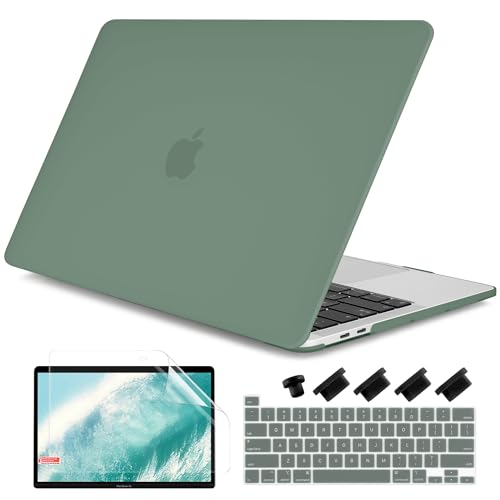 for MacBook Pro 13 inch Case 2023 2022 2021 2020 Release Model: A2338 M2/M1 A2289 A2251 with Touch Bar & Touch ID, Frosted Matte Plastic Hard Shell Case & Keyboard Cover, Midnight Green - color: Midnight Green 2