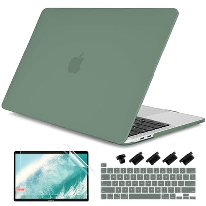 for MacBook Pro 13 inch Case 2023 2022 2021 2020 Release Model: A2338 M2/M1 A2289 A2251 with Touch Bar & Touch ID, Frosted Matte Plastic Hard Shell Case & Keyboard Cover, Midnight Green - color: Midnight Green 2